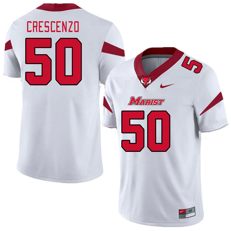 Men-Youth #50 Salvatore Crescenzo Marist Red Foxes 2023 College Football Jerseys Stitched-White